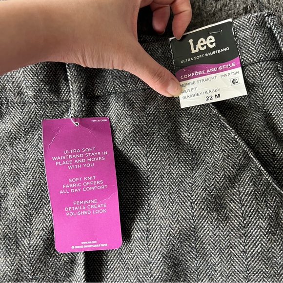 Lee Comfort & Style Herringbone Tweed Knit Straight Leg Pants Mid Rise - Picture 7 of 8